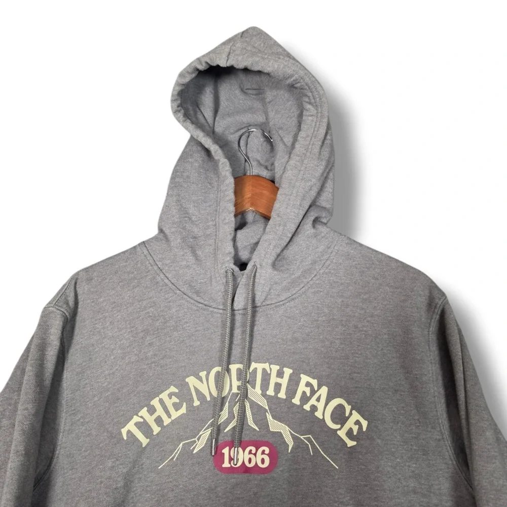 The North Face Pullover Hoodie Mens Large Grey 1966 Graphic Circular Design Logo